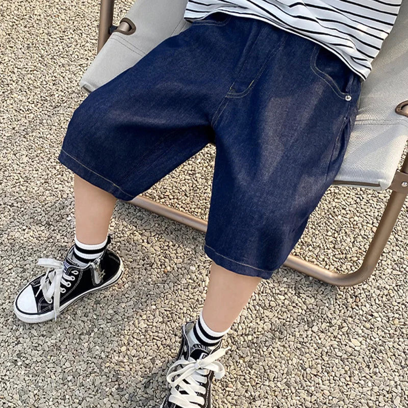 Boys Summer Fashion Denim Shorts, Casual, Loose, Thin,  Knee-Length Trousers for 3-12 Years, Outdoor Jeans /Pants