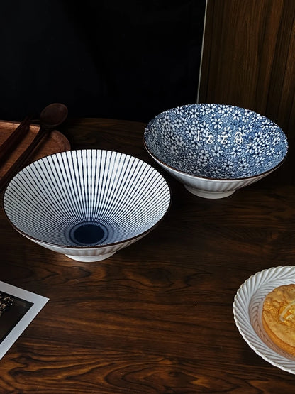 Large Size Hand-Painted Japanese Bowl for Soup,  Ramen, Etc.