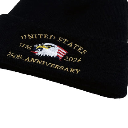 250th Anniversary USA Knit Hat.  Warm, Cozy Embroidery Beanie for Women /Men, 250 Year American Anniversary Merchandise