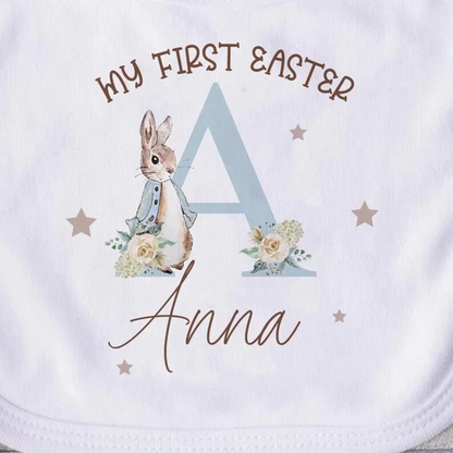 1pcs Personalized Name, First Easter Baby Bunny Bib  is Durable for Infant Easter Outfit Party supplies Photo Props Newborn Gift