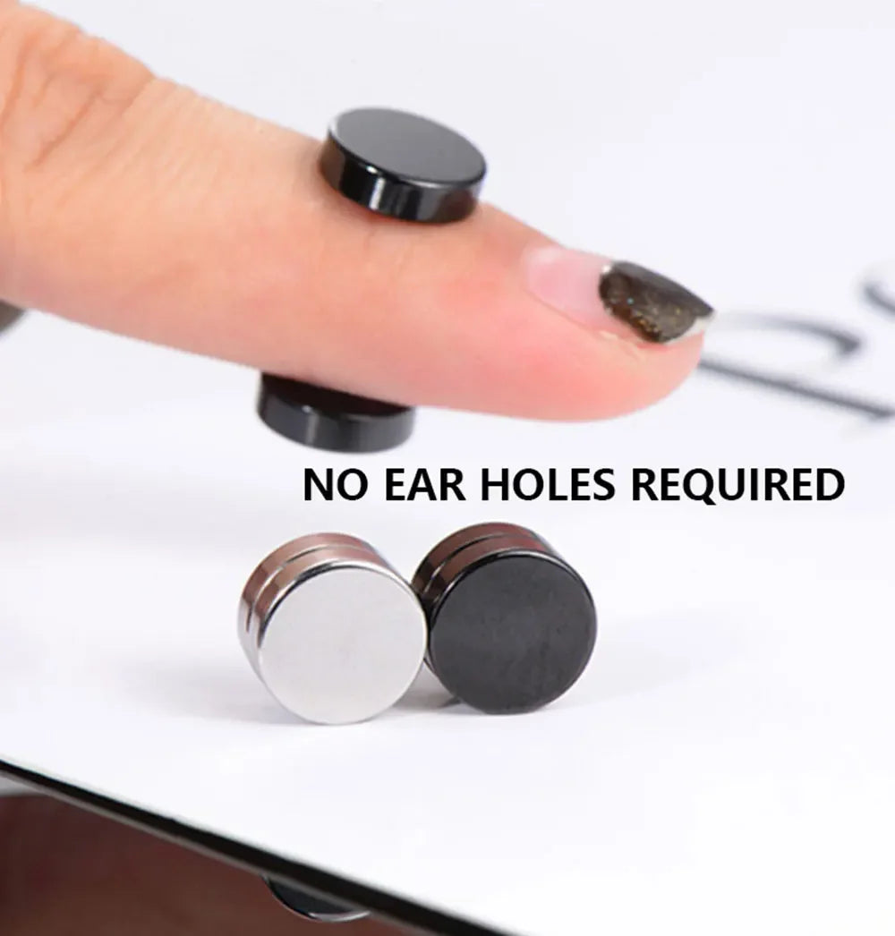 3 Pairs Crystal,  Strong Magnetic Ear Stud, Clip Earrings for Men and Women, Round  and square with 3 color choices for the framework.  Zircon, Magnet Earrings, Non Piercing Jewelry