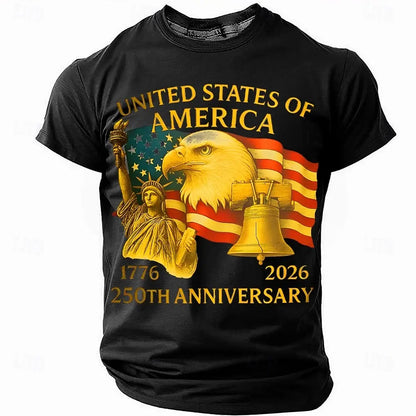 America 250th Birthday Eagle Flag 250 Years 1776-2026,  PRINTED Unisex Men's  and Womens T-Shirt, Casual  Vintage -style Clothing