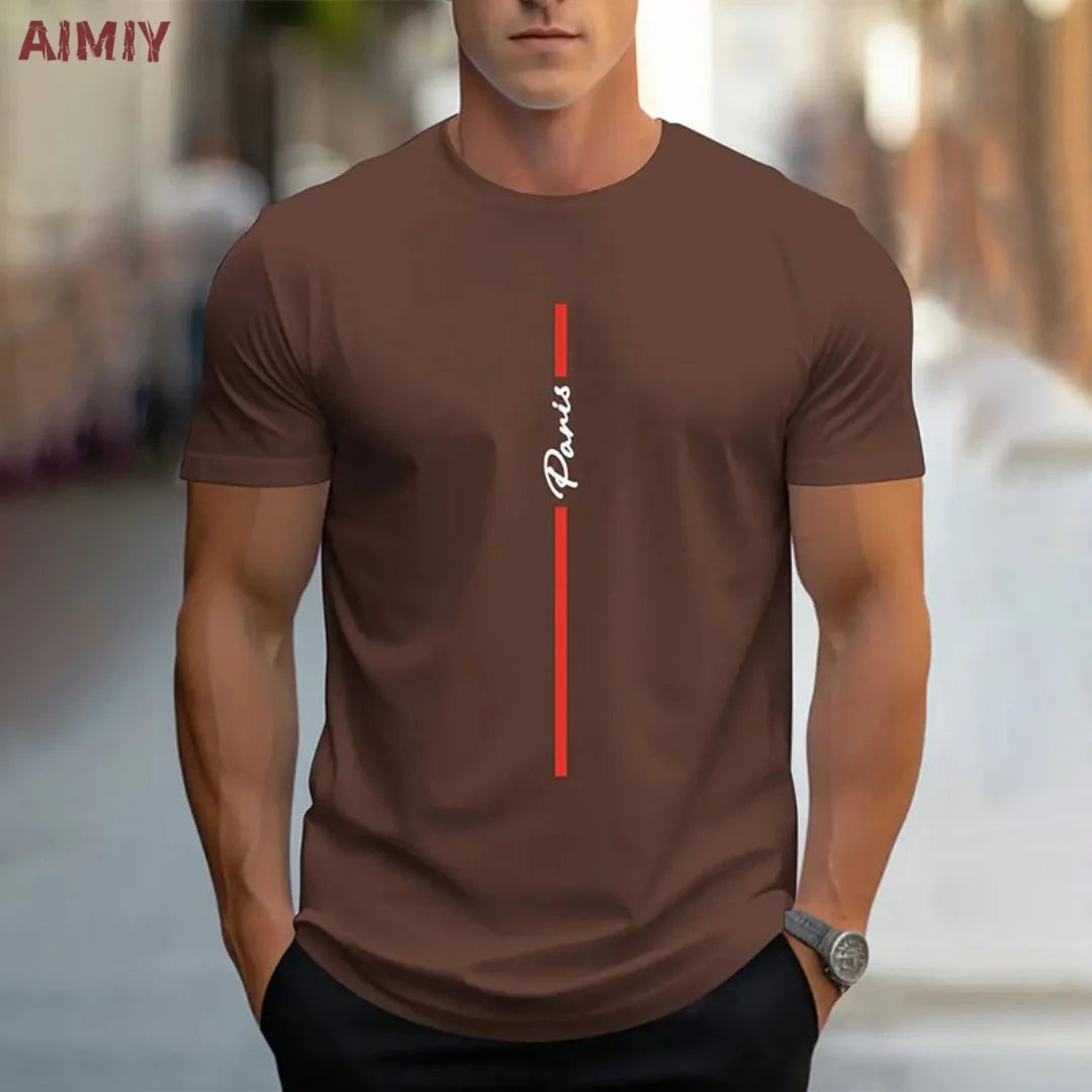 Summer Men's T-shirt Top,  Casual,  Loose Fit , Oversized T-shirt,  PARI Letter Pattern,  Printed Round Neck,  Short Sleeved Many Colors