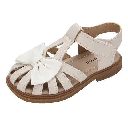 Cute Girls Sandals with Bow Peep-toe.  New Soft,  Hook & Loop Pink, and 3 other colors. Kids Princess Shoes,  Casual Sandals with  Non-slip feature