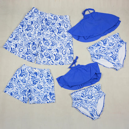 Matching  Family Outfits  for Mother And Daughter, Swimsuit Father/ Son Beach Shorts. Summer Bathing Suits