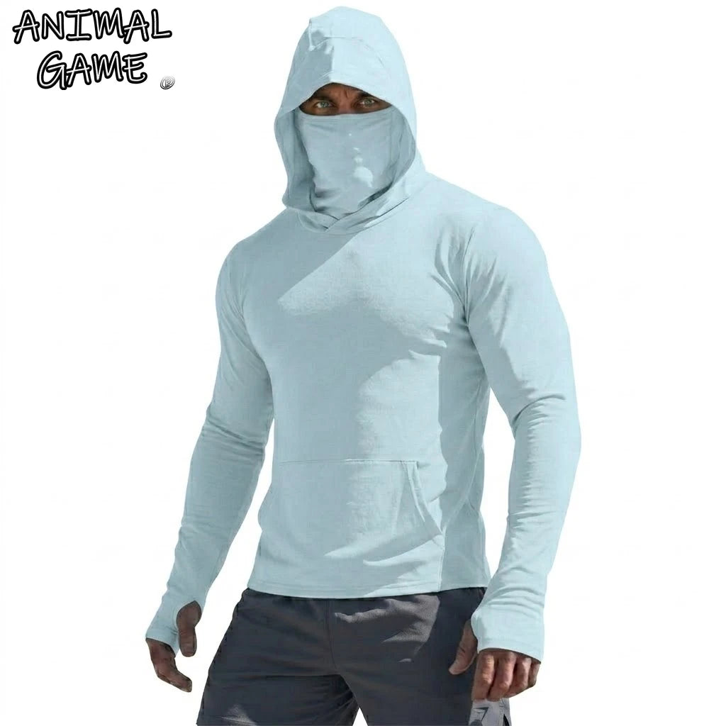 UPF50+ Performance T-Shit, t Mans Long Sleeve Summer Hoodie,  Casual, Sun Running , Quick Dry,  Sunscreen Fishing Ice Silk Pullover Shirt