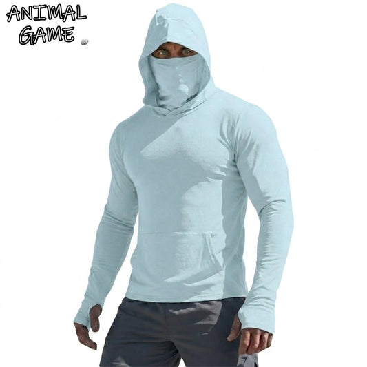 UPF50+ Performance T-Shit, t Mans Long Sleeve Summer Hoodie,  Casual, Sun Running , Quick Dry,  Sunscreen Fishing Ice Silk Pullover Shirt