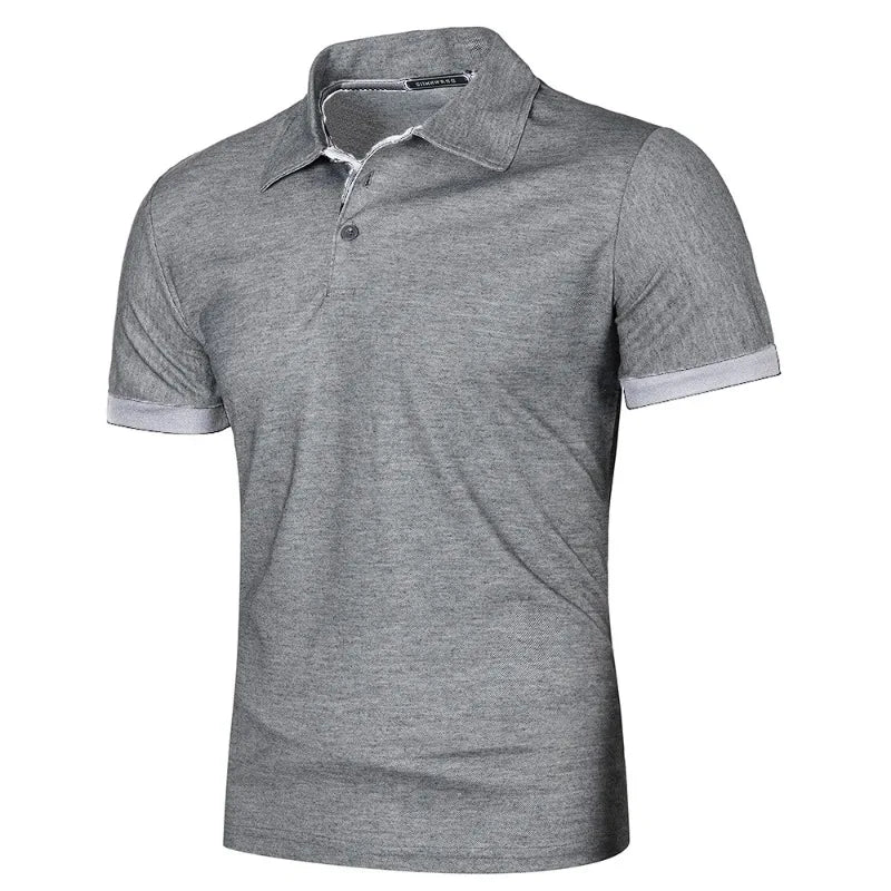 Mens Short Sleeve Polo Shirt, Solid Color Streetwear,  Lightweight Lapel Tshirts for Mens Summer Sport T