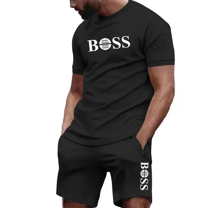 Men's two-piece sportswear.  Short sleeved T-shirt and pants set for  running and fitness sportswear 2026 summer.