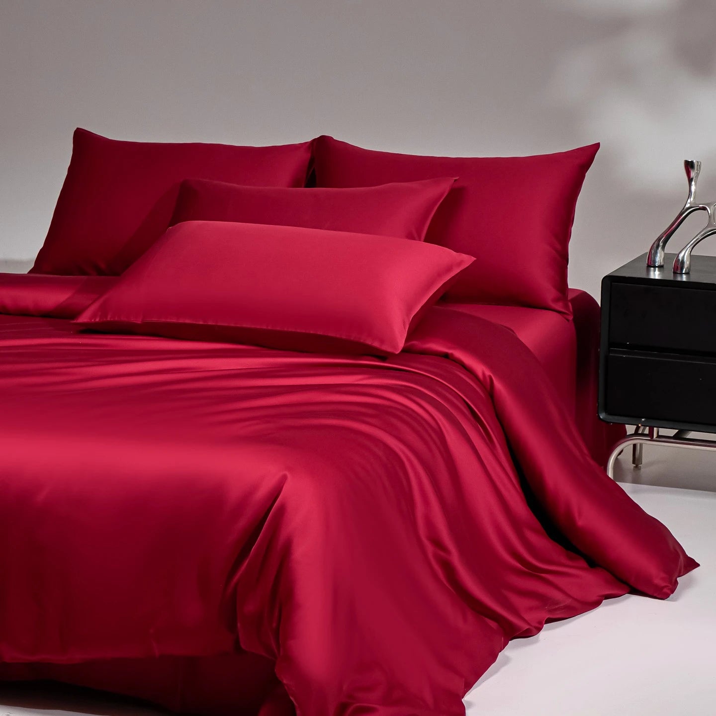 100% Mulberry Silk Bedding Set, Silk Quilt Cover Set,  Flat Sheet /Fitted Sheet,  Pillowcase Single Double King Duvet Cover Gift Box