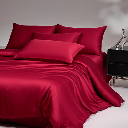 100% Mulberry Silk Bedding Set, Silk Quilt Cover Set,  Flat Sheet /Fitted Sheet,  Pillowcase Single Double King Duvet Cover Gift Box