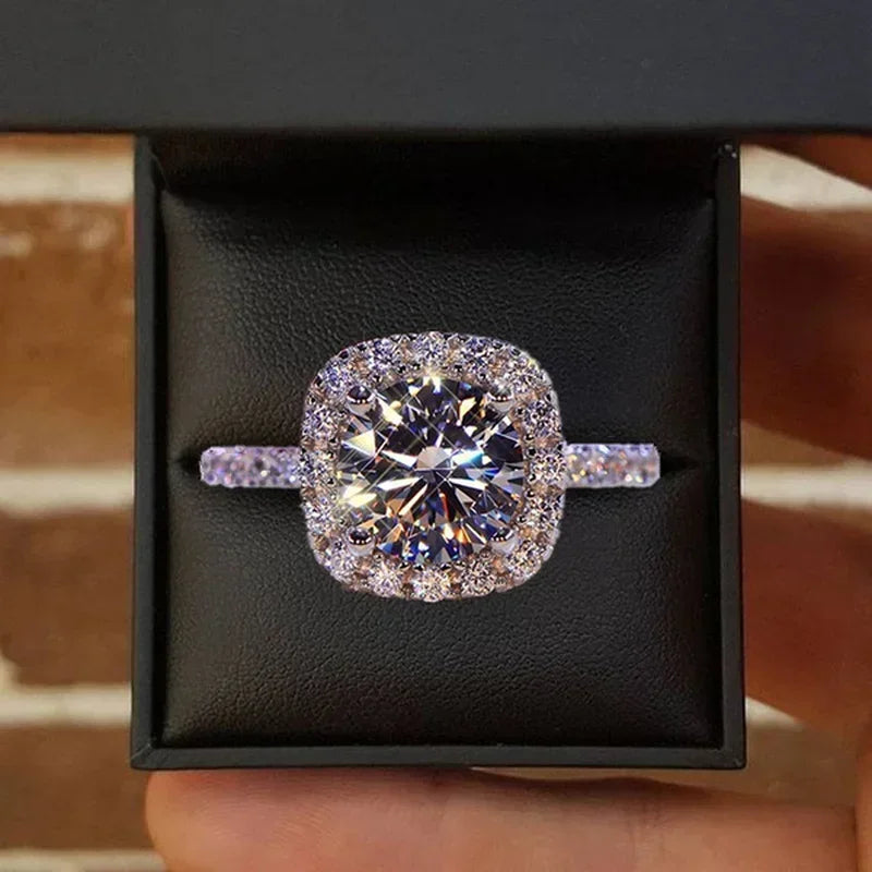 Classic Silver Color Engagement Wedding Ring. for Women.   Fashion Metal Inlaid White Zircon Stones for Bridal Ring Jewelry  and PERFECT FOR MOTHERS DAY!
