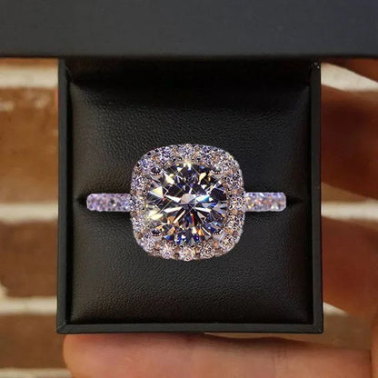 Classic Silver Color Engagement Wedding Ring. for Women.   Fashion Metal Inlaid White Zircon Stones for Bridal Ring Jewelry  and PERFECT FOR MOTHERS DAY!