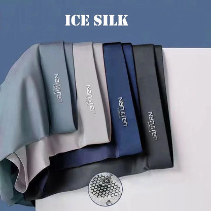 4pcs Boxer Shorts.   Men's Ice Silk Underwear, Breathable, Sexy, Thin, U Convex  Boxers,  L-6XL