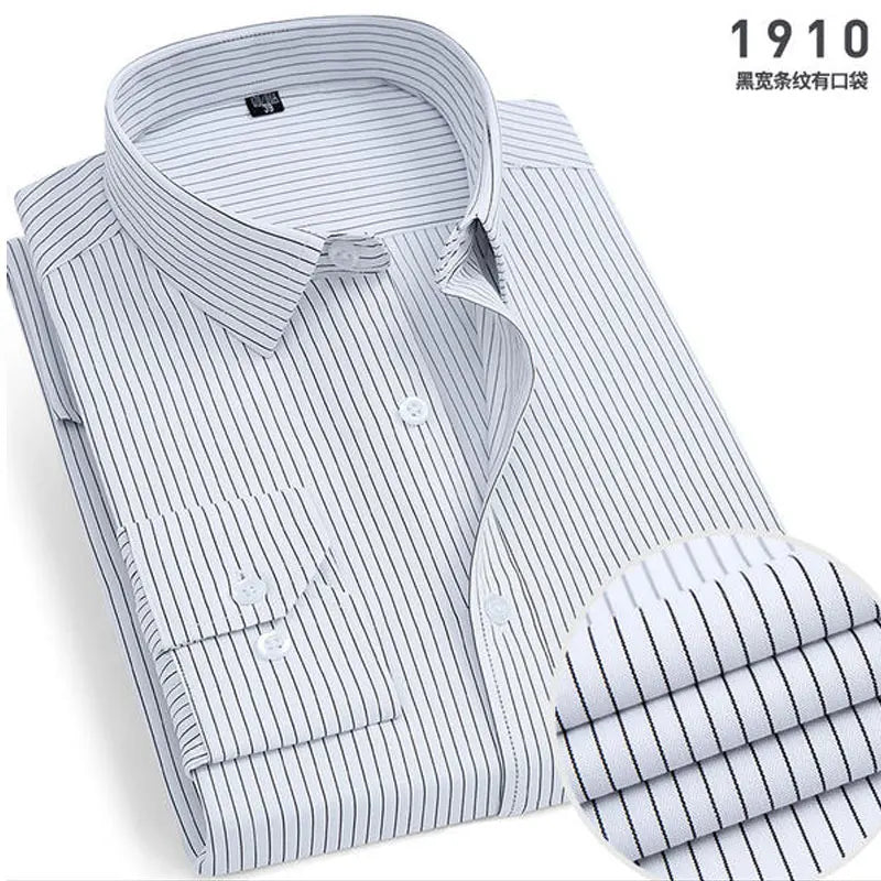 Spring  Men's Stripes and solids,  long-sleeved Shirt,  Non-ironing,  Anti-wrinkle,  Comfortable,  Breathable,  Business Casual Fashion Slim Fit