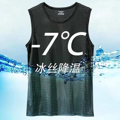 Men's Ice Silk Mesh Tank Tops,  Gym Stringer, Transparent Bodybuilding Sleeveless Shirt  for Fitness.