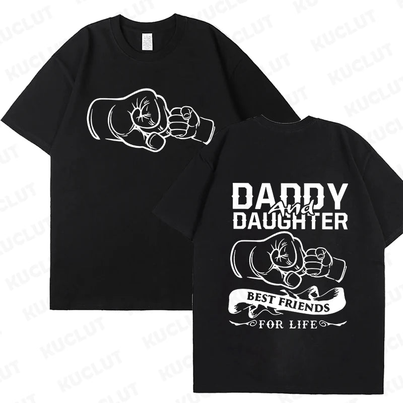Fashion Family Matching Outfits.   Daddy and Daughter T-Shirts,  Oversized Tops for Father's Day Gift, Short Sleeve Tees ,Kids Clothing
