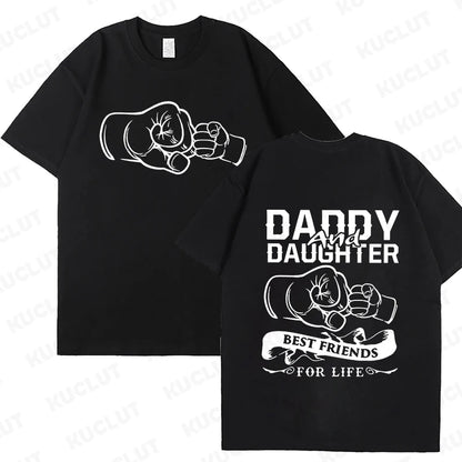 Fashion Family Matching Outfits.   Daddy and Daughter T-Shirts,  Oversized Tops for Father's Day Gift, Short Sleeve Tees ,Kids Clothing