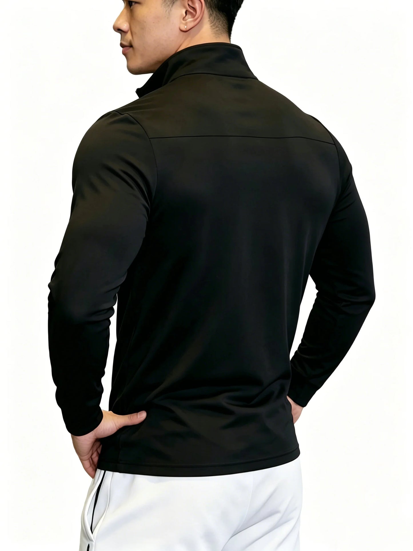 Men's Quick Dry Half-Zip Long Sleeve Sport Shirt.  Solid Colors,  Breathable,  Gym Fitness,  Running, ,Multi Colors, 1PC Workout Yoga