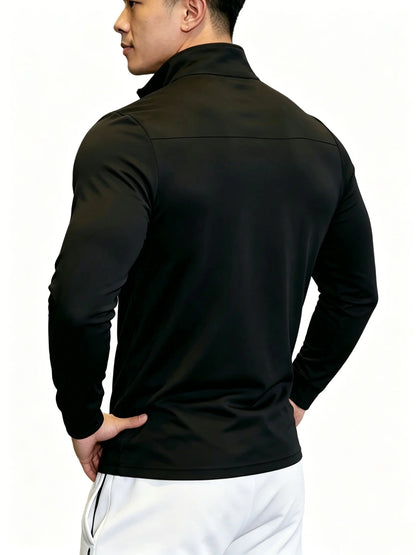 Men's Quick Dry Half-Zip Long Sleeve Sport Shirt.  Solid Colors,  Breathable,  Gym Fitness,  Running, ,Multi Colors, 1PC Workout Yoga