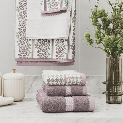 Beautiful  6 piece  Towel Set, Contains 2 Bath, 2 Hand, 2 Wash - Rose Pink by Drew Barrymore