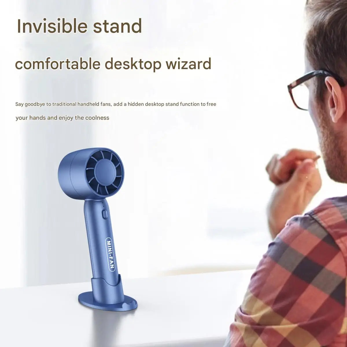 Turbo handheld small fan  for USB charging., BLUE is most available but all are stocked.   Mini outdoor portable,  lightweight desktop stand with long-lasting battery life