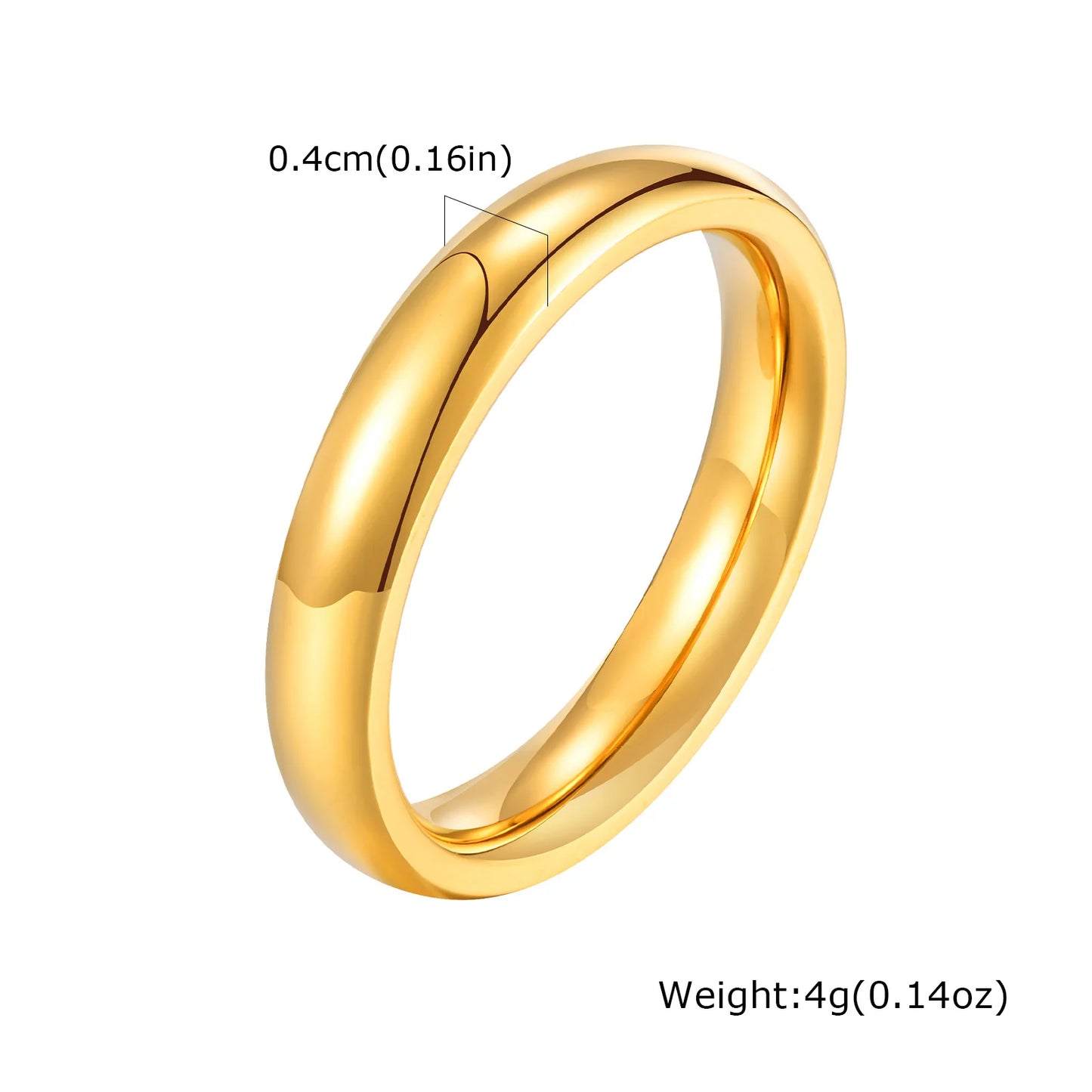Gold Color Wedding Band.  Stainless steel Ring  for Women and  Men. US Sizes 4 5 6 7 8 9 10 11 12 13 14 15 Free Shipping