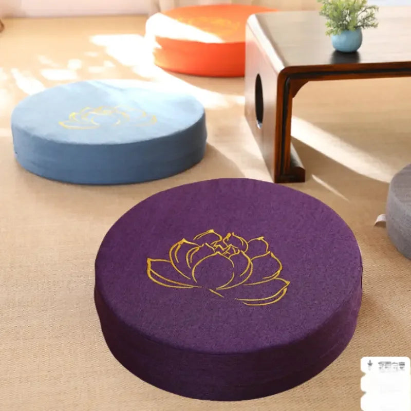 40X6CM Yoga Meditation Linen Cushion Hard Lotus Texture Meditation Cushion Backrest Pillow,   Removable Washable