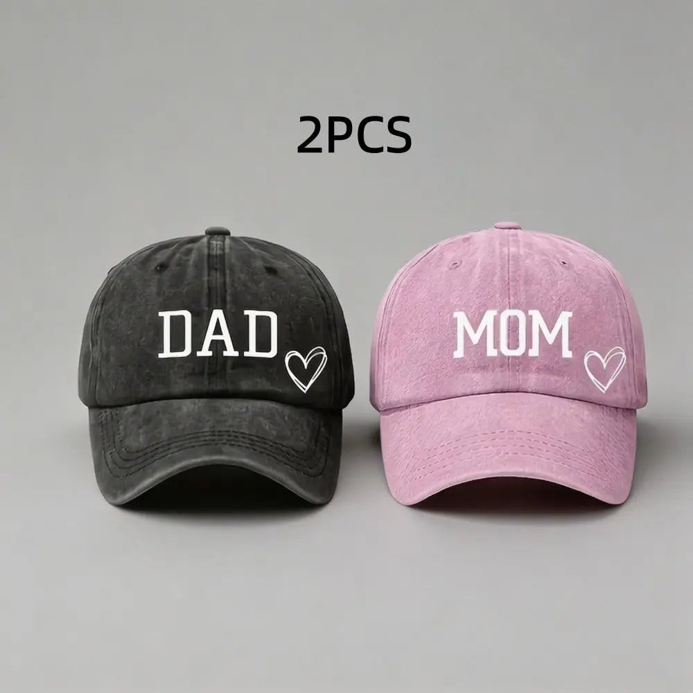 2pcs/set Fashion DAD MOM Love Printed Baseball Cap Washed Cotton Adjustable Couple Cap Baseball Caps For Men/ Women.  Black/Pink and Navy /PINK are the most pairs,BUT....Its still below our measurement.  If you want to try Pl