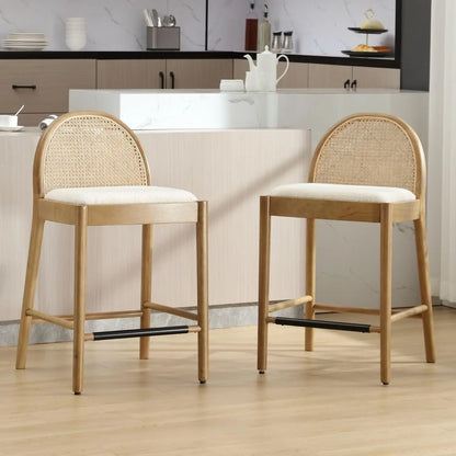 Modern Linen Counter Stools,  Set of 4, 26 Inch Seat Height,  Counter Height Barstools Upholstered.   Bar Stools with Oval, Customized