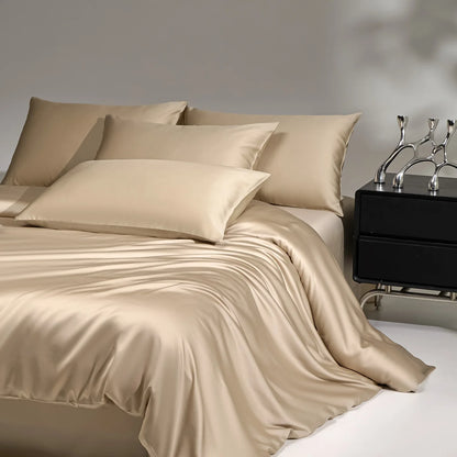 100% Mulberry Silk Bedding Set, Silk Quilt Cover Set,  Flat Sheet /Fitted Sheet,  Pillowcase Single Double King Duvet Cover Gift Box