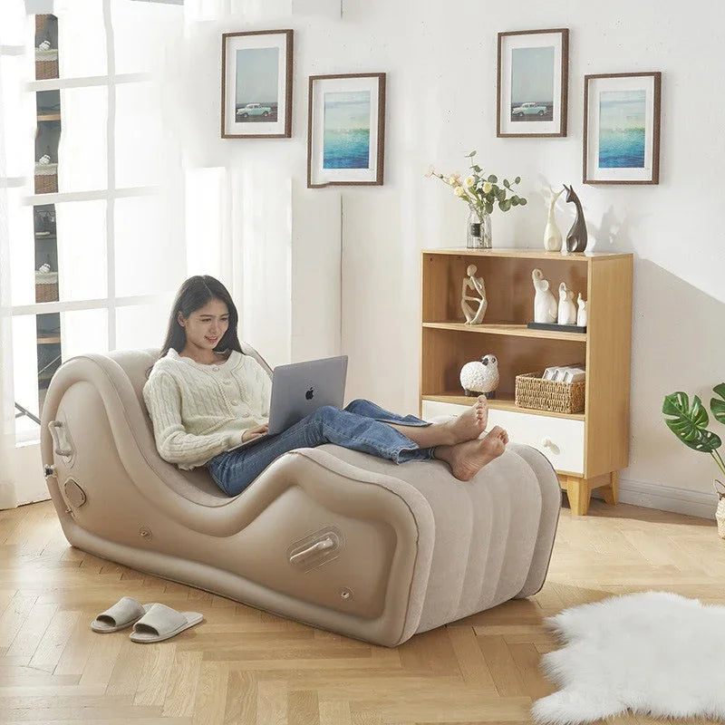 Fully Automatic Outdoor  or Indoor Portable Inflatable Lazy Sofa, PVC Air Cushion, Simple Lounge Chair, 170x63x68cm