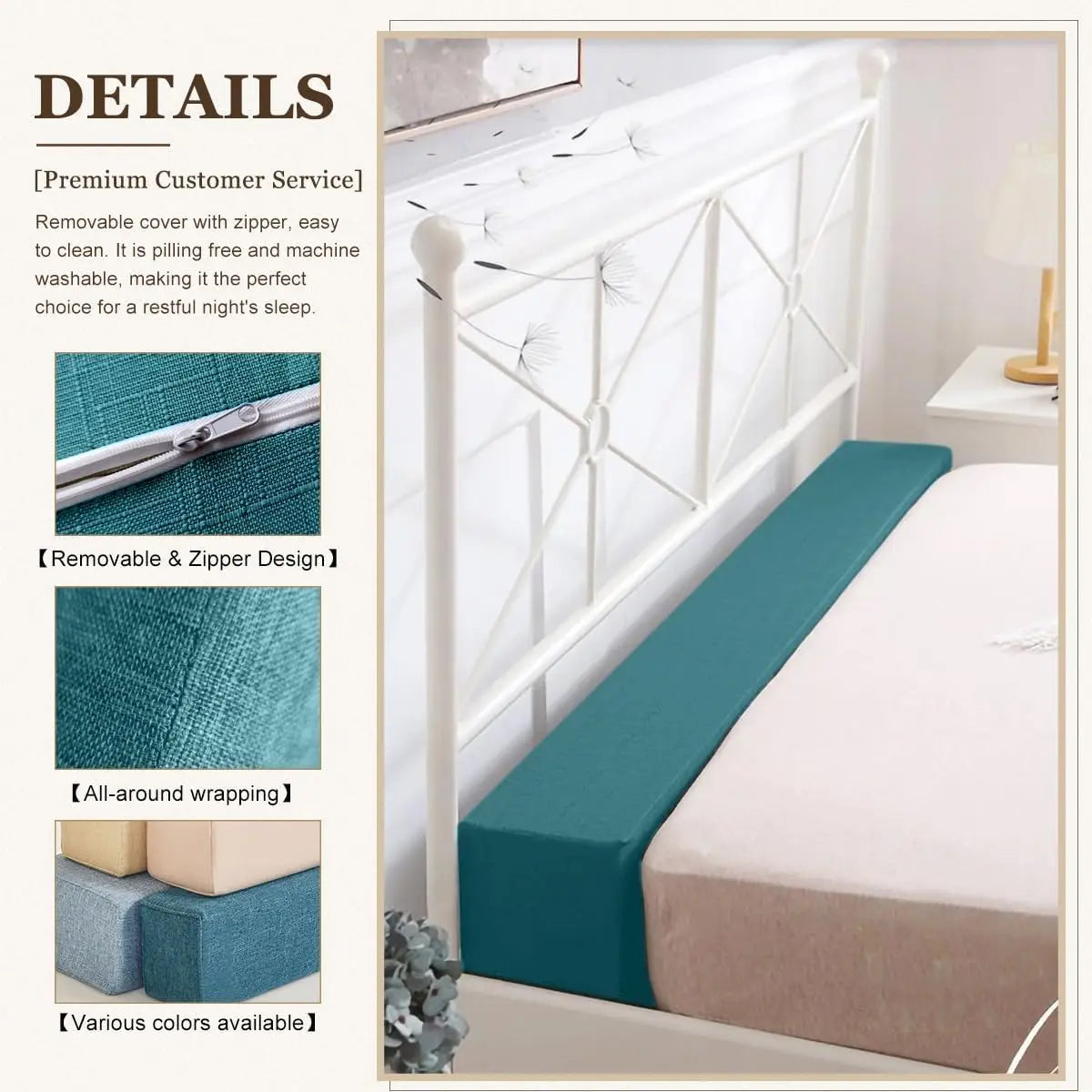 Mattress Bed Filler Bed Extender,  Headboard Pillow, Closed Gap between Mattress Headboard and Wall Bed Cushion Sofa Pad