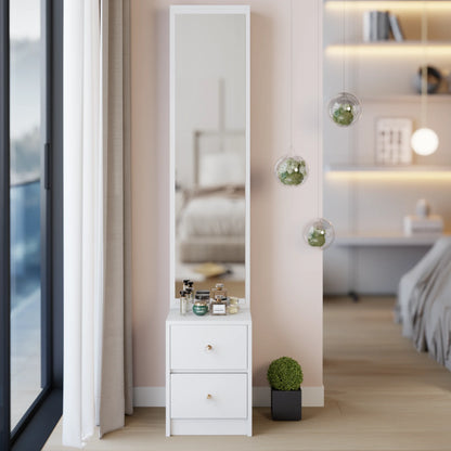 11.8" x 15.7" x 63" Simple Stylish Dressing Mirror Cabinet with Full Body Mirror Multi Layer High Capacity Storage