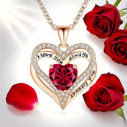 Red Heart Pendant Necklaces With Cute Bear Rose.  Gift Box For Women,  Mothers  Day 2026 Christmas Valentine Wedding Birthday Jewelry