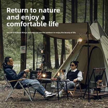 Camping Table Foldable Portable IGT Outdoor.  Table with Adjustable Height and Aluminum Alloy For Outdoor Barbecue Picnic Fishing. table in Black or Wood.  Grill Sold Separately.