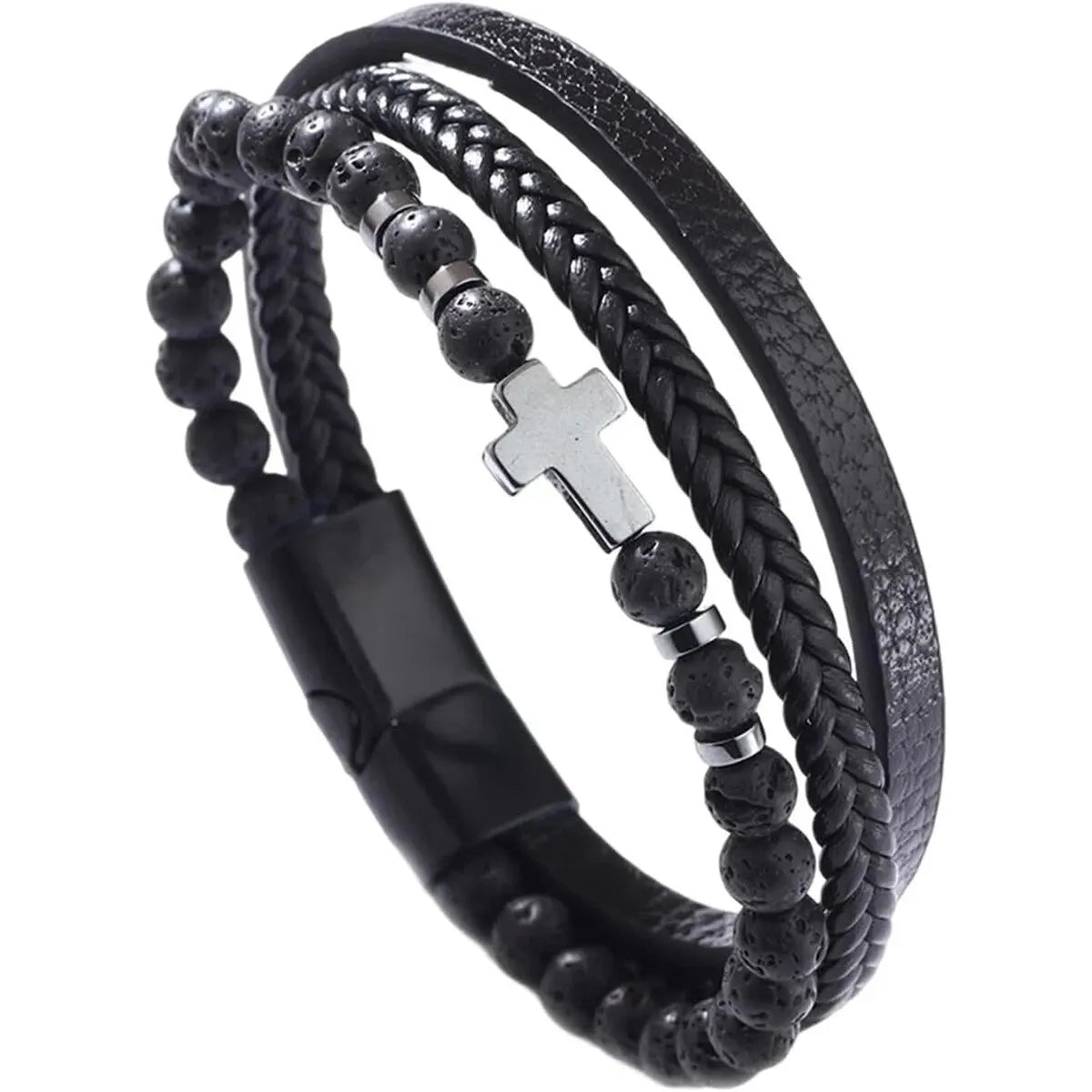 Cross Bracelet Men/Women, Multi-Strand Woven Bangle, Cuff Wristband Or Birthday Gift for Him.  The yellow-tiger eye is almost gone and the other 2 dark stones are Plentiful.