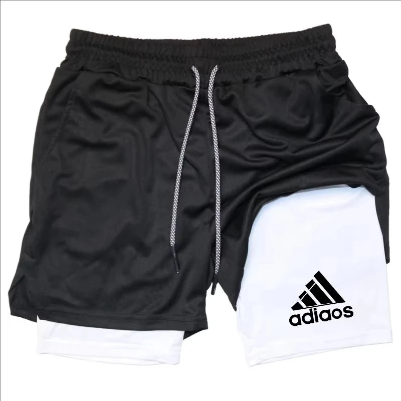 Men's Compression Shorts,  Summer Gym Fitness, Running,  Training Sports Shorts,  Two-In-One Mesh, Breathable and, Quick-Drying Shorts
