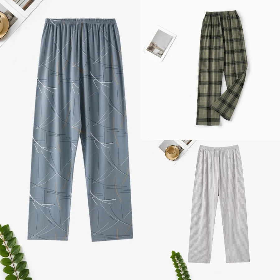 Men's Pajama Pants, Summer Trousers, Home Trousers, Thin Spring and Autumn,  Loose Plus Sizes.   Can Be Worn Outside.