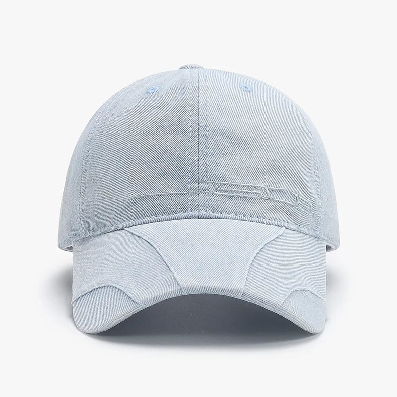 Trendy and cool personalized plain denim baseball cap, unisex, distressed washed sun hat, soft-top hat.  ONLY LT. BLUE is gone.  All others are good to GO.  My favorite solid color cap!!! Great Detail.