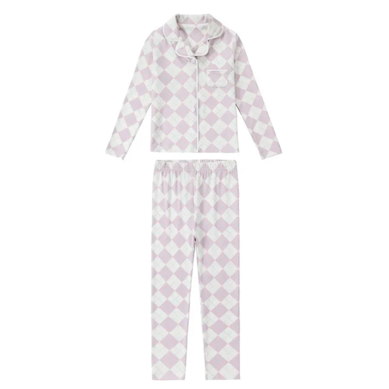 spring summer argyle plaid, soft dress set with  footie P. J's,  Familyfamily matching clothing
