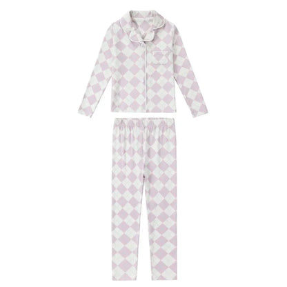 spring summer argyle plaid, soft dress set with  footie P. J's,  Familyfamily matching clothing