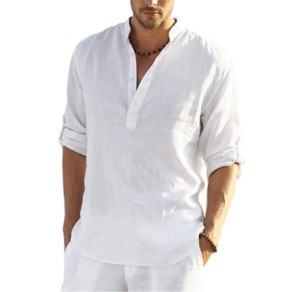 New Men's Casual Shirt, Cotton Linen Shirt,  Loose Tops, Long Sleeve Tee Shirt  for Spring /Autumn.  Casual Handsome Men's Shirts.  Lots of Colors!