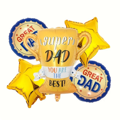 1 set  of Large "Best Dad "Trophy Foil Balloons for  Father's Day. Trophy Balloons for  Father's Day Party Decorations .