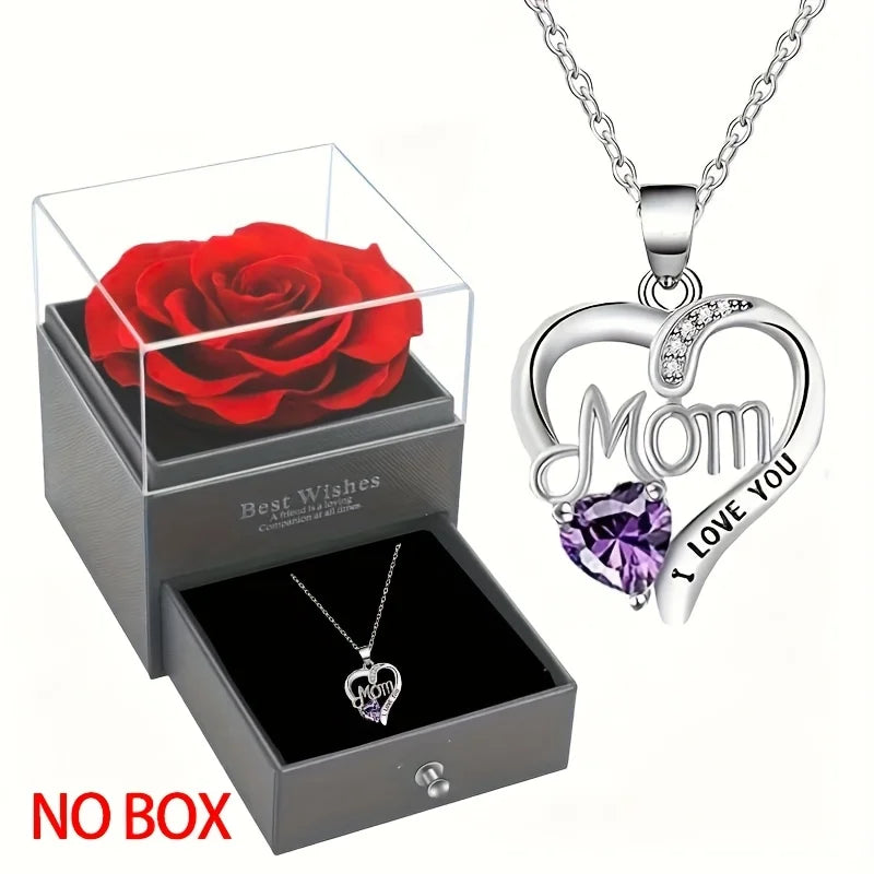 Elegant Style Heart shaped Pendant Necklace.  Hollow Design Mother's Day Gift.
