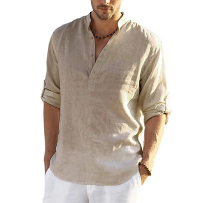 New Men's Casual Shirt, Cotton Linen Shirt,  Loose Tops, Long Sleeve Tee Shirt  for Spring /Autumn.  Casual Handsome Men's Shirts.  Lots of Colors!