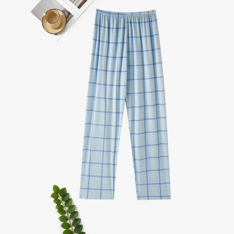 Men's Stylish Summer Pajama Pants, Thin, Loose, Breathable,  Air-Conditioned Pants with Elastic Waist