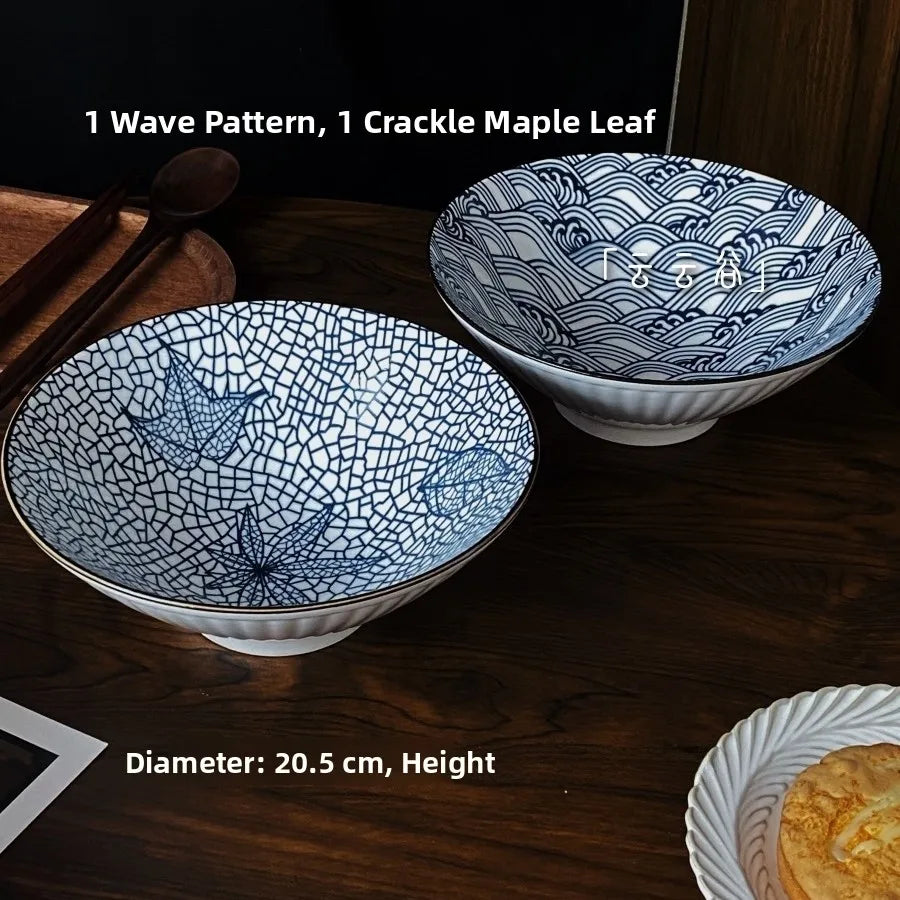 Large Size Hand-Painted Japanese Bowl for Soup,  Ramen, Etc.