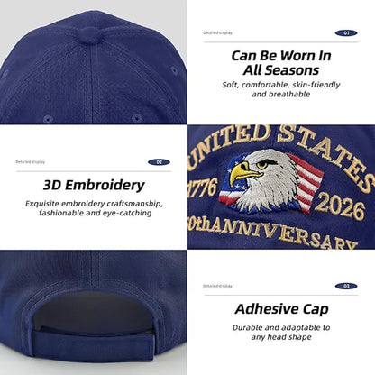 250th Anniversary Hat, USA Patriotic Baseball Caps,  Eagle Embroidered Baseball Hats for Men /Women Cap