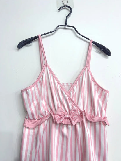 Women/girls Summer Fashion,  Sweet Bow with  Stripe Print.  Crop Tops, Vintage Cute,  Sleeveless Shirt,  Camis